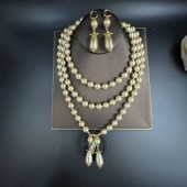 NL9842 Gilded temperament champagne high-end pearl versatile necklace Earrings