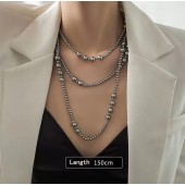 NL9843 Silver gray high-end multi-layer layered popular pearl necklace