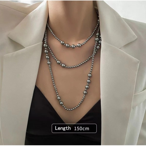 NL9843 Silver gray high-end multi-layer layered popular pearl necklace