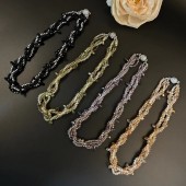 NL9845 European and American high-end versatile multi-layer glass twisted flower necklace