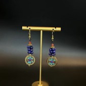 NL9847 Blue glazed butterfly enamel dyed long necklace Earrings