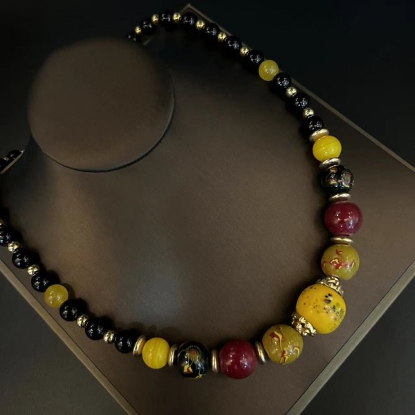 NL9849-17 Glaze bead necklace