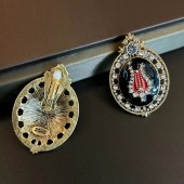 NL9857 Medieval European and American retro diamond inlaid double-layer sweater chain enamel earrings