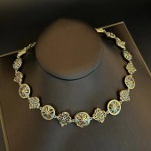 NL9858 European and American medieval retro court style carved diamond encrusted necklace