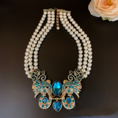 NL9860 Elephant style full inlaid high-end design multi-layer necklace