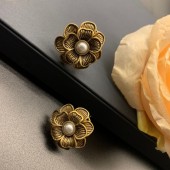 NL9872 Vintage style pure copper+pearl flower shaped earrings and bracelet