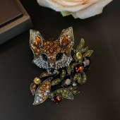 NL9874 Full Diamond Fox Retro Glass Necklace with Fox Style