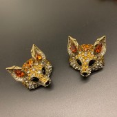 NL9874 Full Diamond Fox Retro Glass Necklace with Fox Style