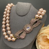 NL9880 Pearl Art Retro Style Butterfly Necklace