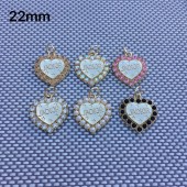 PS9819 JADIOR  Heart shape surrounding gemstone Clothing accessory pendant 0.867" (22mm)