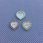 PS9819 JADIOR  Heart shape surrounding gemstone Clothing accessory pendant 0.867" (22mm)