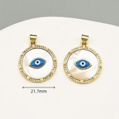 PS9721 Copper plated 18k real gold shell Türkiye's eye millet bead pendant（2PCS）