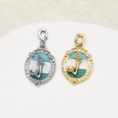 PS9722 18k copper plated real gold oil painting style three-dimensional hand-painted DIY pendant（2PCS）