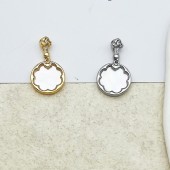 PS9725 Copper plated 18K real gold white shell geometric zircon pendant DIY accessories（2PCS）