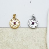 PS9725 Copper plated 18K real gold white shell geometric zircon pendant DIY accessories（2PCS）