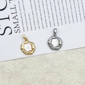 PS9728 Geometric shaped mother of pearl pendant DIY necklace plated with 18K gold（2PCS）