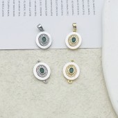 PS9732-2 18K genuine gold electroplated natural mother oyster zircon pendant single loop  2#（2PCS）