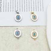 PS9732-3 18K genuine gold electroplated natural mother oyster zircon pendant double loop 2#（2PCS）