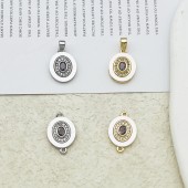 PS9732-3 18K genuine gold electroplated natural mother oyster zircon pendant double loop 2#（2PCS）