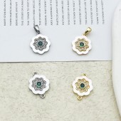 PS9732-4 18K genuine gold electroplated natural mother oyster zircon pendant  single loop 3#（2PCS）