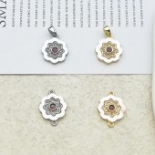 PS9732-4 18K genuine gold electroplated natural mother oyster zircon pendant  single loop 3#（2PCS）