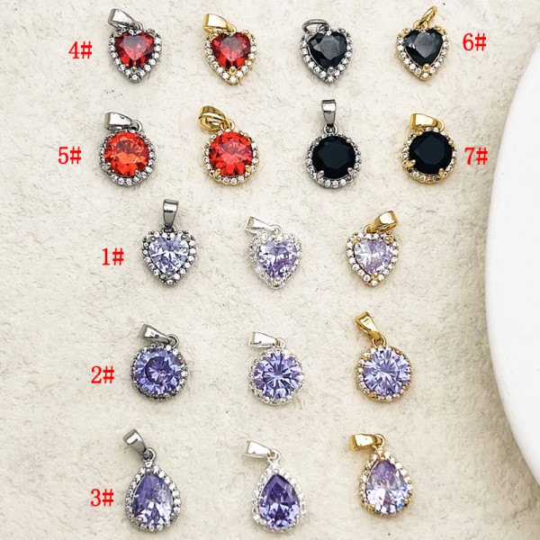 PS9734 Micro inlaid zircon pendant DIY accessories necklace bracelet earrings accessories（2PCS）