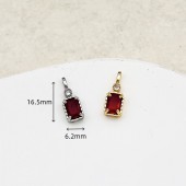 PS9735 18K genuine gold vintage colored zircon pendant DIY necklace bracelet earring accessories（2PCS）