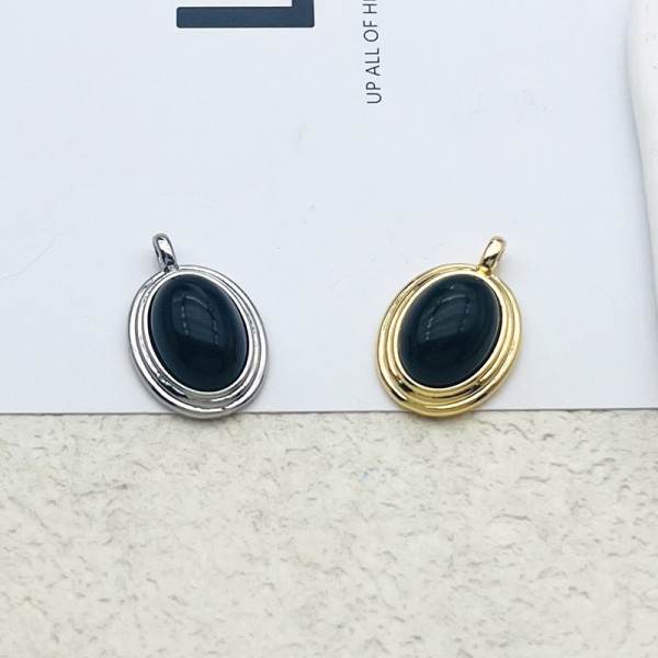 PS9740-4 Geometric oval pendant pendant DIY earrings necklace bracelet accessories plated with 18K real gold（2PCS）