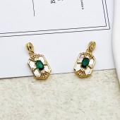 PS9741 Copper plated 18K gold natural shell+green zircon pendant pendant(2PCS) PS9741 Copper plated 18K gold natural shell+green zircon pendant pendant(2PCS)