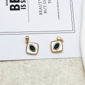 PS9742 18k gold-plated retro micro inlaid zircon white shell pendant（2PCS）
