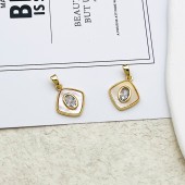 PS9742 18k gold-plated retro micro inlaid zircon white shell pendant（2PCS）