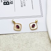 PS9742 18k gold-plated retro micro inlaid zircon white shell pendant（2PCS）