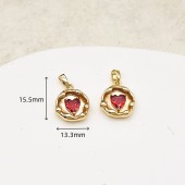 PS9744 18k gold-plated double-sided heart-shaped zircon pendant（2PCS）