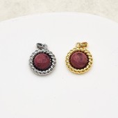 PS9745 18K gold-plated tiger eye stone natural agate turquoise retro pendant pendant pendant DIY（2PCS）