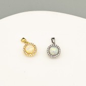 PS9746 Copper plated 18K real gold starry sky cat's eye stone circular diamond accessory（2PCS）