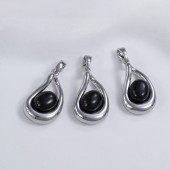PS9750-1 Inlaid black agate necklace bracelet earrings pendant plated 18k(2PCS) PS9750-1 Inlaid black agate necklace bracelet earrings pendant plated 18k(2PCS)