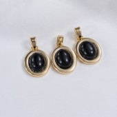 PS9750-1 Inlaid black agate necklace bracelet earrings pendant plated 18k(2PCS) PS9750-1 Inlaid black agate necklace bracelet earrings pendant plated 18k(2PCS)