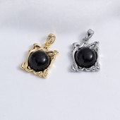 PS9750-1 Inlaid black agate necklace bracelet earrings pendant plated 18k(2PCS) PS9750-1 Inlaid black agate necklace bracelet earrings pendant plated 18k(2PCS)