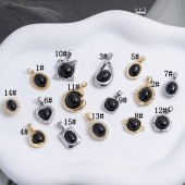 PS9750-1 Inlaid black agate necklace bracelet earrings pendant plated 18k(2PCS) PS9750-1 Inlaid black agate necklace bracelet earrings pendant plated 18k(2PCS)