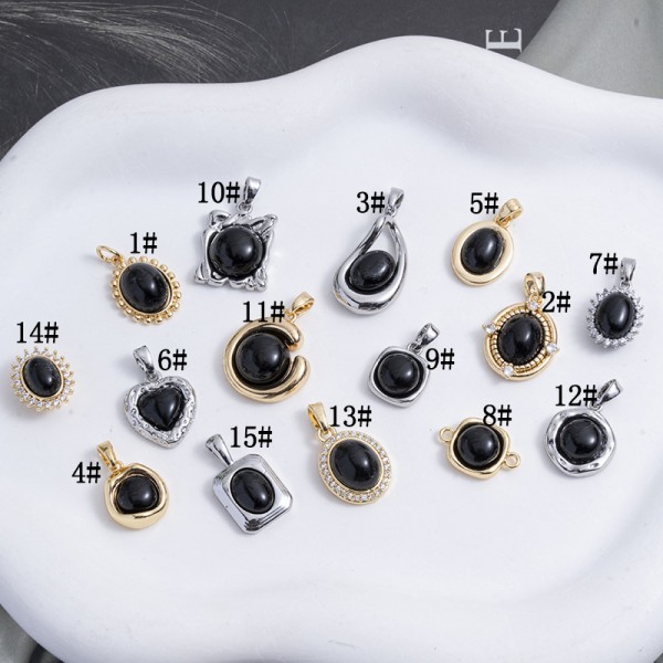 PS9750-1 Inlaid black agate necklace bracelet earrings pendant plated 18k(2PCS) PS9750-1 Inlaid black agate necklace bracelet earrings pendant plated 18k(2PCS)