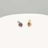 PS9751 Inlaid with colorful zircon heart and square necklace bracelet, earrings pendant plated 18k（2PCS）