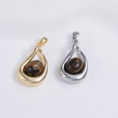 PS9753 18K gold-plated premium tiger eye stone irregular pendant in Mirad color（2PCS）