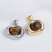 PS9753 18K gold-plated premium tiger eye stone irregular pendant in Mirad color（2PCS）