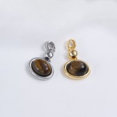 PS9753-1 18K gold-plated premium tiger eye stone irregular pendant in Mirad color（2PCS）