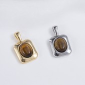 PS9753-1 18K gold-plated premium tiger eye stone irregular pendant in Mirad color（2PCS）