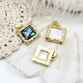 PS9755 Alien Square Abalone Shell White Shell Pendant DIY Accessories（2PCS）