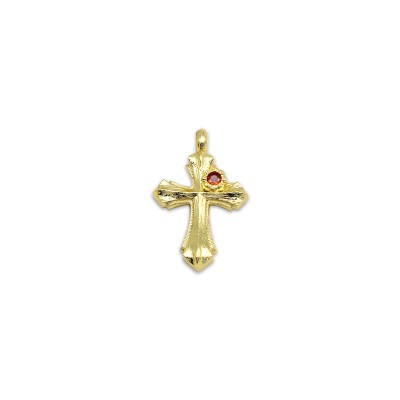 PS9757-1 DIY pendant with micro inlaid colored zircon cross necklace, color preserved and plated with 18K real gold（2PCS）