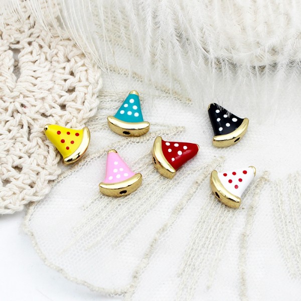 PS9758-3 Color 3D Pizza Bead Horizontal Perforation Pendant DIY Accessories(2PCS) PS9758-3 Color 3D Pizza Bead Horizontal Perforation Pendant DIY Accessories(2PCS)