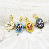 PS9761-3 Monet oil painting series necklace pendant pendant DIY accessories 18k gold electroplating（2PCS）