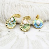 PS9761-4 Monet oil painting series necklace pendant pendant DIY accessories 18k gold electroplating（2PCS）